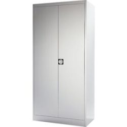 Flügeltürenschrank HxB außen 1950 x 950 mm, mit 4 Fachböden, Tiefe 420 mm, lichtgrau RAL 7035 mauser