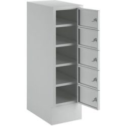 Schliessfachschrank, Stahlbl., Türanschl. rechts, Zylinderschloss, 5 Fächer, B 300 x H 965 mm, l.grau RAL 7035/l.grau RAL 7035