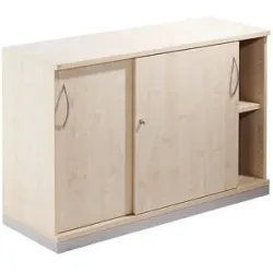 kaiserkraft THEA - Schiebetürenschrank, 1 Fachboden, 2 Ordnerhöhen, Ahorn-Dekor