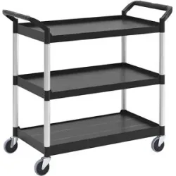 Servicewagen Rubbermaid Utility Cart, 3 Etagen, bis 90 kg, offene Ausführung, schwarz