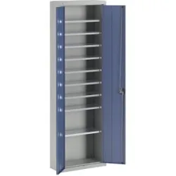 Magazinschrank, ohne Sichtlagerkästen, HxBxT 2150 x 680 x 280 mm, zweifarbig, Korpus grau, Türen blau mauser