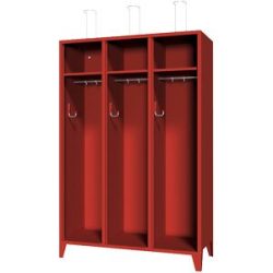 Feuerwehrschrank mit Füßen, ohne Tür, 3 Abteile, 6 Fächer Pavoy
