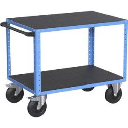 Montagewagen CustomLine, 2 Etagen, lichtblau, Vollgummibereifung eurokraft pro