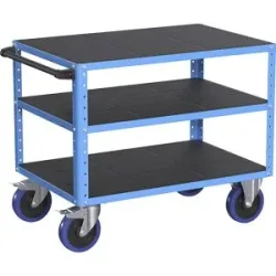 Montagewagen CustomLine, 3 Etagen, lichtblau, Vollelastikbereifung eurokraft pro