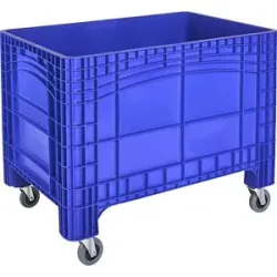 Transport-und Stapelbehälter Noah, ohne Deckel, Boden & Wände geschlossen, Volumen 535 l, Traglast bis 300 kg, Lenk- & Bockrollen, B 1200 x T 800 x H 950 mm, lebensmittelechtes Polyethylen, blau