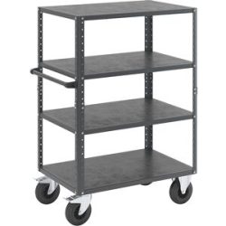 Etagenwagen CustomLine, 4-seitig offen, 4 Etagen, anthrazitgrau RAL 7016, Vollgummi eurokraft pro