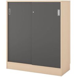 kaiserkraft Schrank Chicago mit Schiebetüren, HxBxT 1353 x 1215 x 400 mm, Birke / dunkelgrau