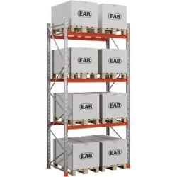 kaiserkraft Palettenregal Space, verzinkt/orange, HxBxT 4000 x 2030 x 1100 mm, Fachlast 2000 kg, Grundregal