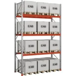 kaiserkraft Palettenregal Space, verzinkt/orange, HxBxT 4500 x 2930 x 1100 mm, Fachlast 1650 kg, Grundregal