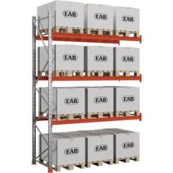 kaiserkraft Palettenregal Space, verzinkt/orange, HxBxT 4000 x 2840 x 1100 mm, Fachlast 2250 kg, Anbauregal