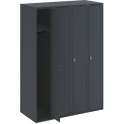 kaiserkraft Spind Fydor, 4 Abteile, anthrazit, B 1200 mm, flache Dachform, Vorhängeschloss