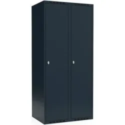 kaiserkraft Spind Fydor, 2 Abteile, anthrazit, B 800 mm, flache Dachform, Vorhängeschloss