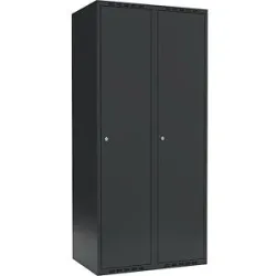 kaiserkraft Spind Fydor, 2 Abteile, anthrazit, B 800 mm, flache Dachform, Zylinderschloss