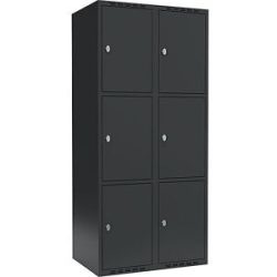 kaiserkraft 3er-Schließfachschrank Fydor, 2 Abteile, anthrazit, B 800 mm, 2 Abteile, flache Dachform, Vorhängeschloss