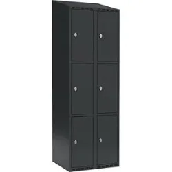 kaiserkraft 3er-Schließfachschrank Fydor, 2 Abteile, anthrazit, B 600 mm, 2 Abteile, schräge Dachform, Vorhängeschloss