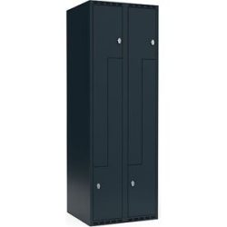 kaiserkraft Z-Spind Fydor, 2 Abteile, anthrazit, B 600 mm, 2 Abteile, flache Dachform, Vorhängeschloss