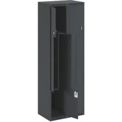 kaiserkraft Z-Spind Fydor, 2 Abteile, anthrazit, B 600 mm, 2 Abteile, flache Dachform, Vorhängeschloss