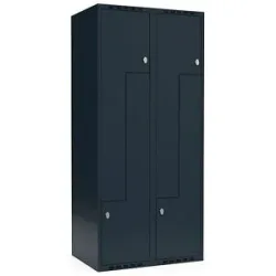 kaiserkraft Z-Spind Fydor, 2 Abteile, anthrazit, B 800 mm, 2 Abteile, flache Dachform, Vorhängeschloss
