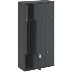 kaiserkraft Z-Spind Fydor, 3 Abteile, anthrazit, B 900 mm, 3 Abteile, flache Dachform, Vorhängeschloss