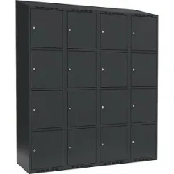 kaiserkraft 4er-Schließfachschrank Fydor, 4 Abteile, anthrazit, B 1200 mm, 4 Abteile, schräge Dachform, Zylinderschloss