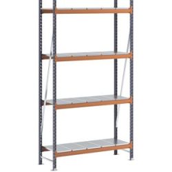 kaiserkraft Weitspannregal, Feldlast 1600 kg, mit Stahlblechböden, HxBxT 2500 x 1400 x 500 mm, Grundregal