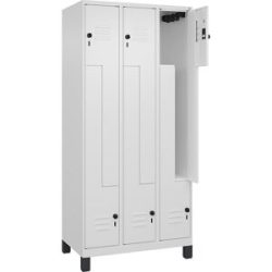Z-Spind Classic PLUS, 3 Abteile, verkehrsweiß, B 900 mm, mit Füßen, Drehriegel C+P