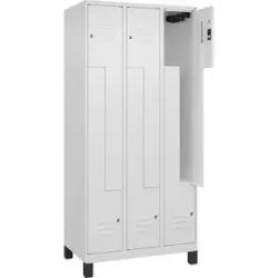 Z-Spind Classic PLUS, 3 Abteile, verkehrsweiß, B 900 mm, mit Füßen, Zylinderschloss C+P