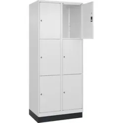 3er-Schließfachschrank Classic PLUS, 2 Abteile, verkehrsweiß, B 800 mm, 6 Fächer, mit Bodensockel C+P