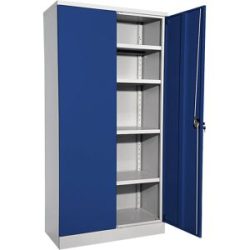 Stahlschrank Nilas, mit 4 Fachböden, HxBxT 1950 x 915 x 421 mm, lichtgrau / enzianblau eurokraft basic