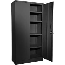 Stahlschrank Nilas, mit 4 Fachböden, HxBxT 1950 x 915 x 421 mm, tiefschwarz eurokraft basic