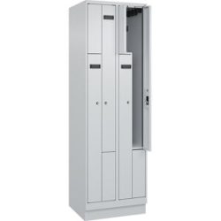 kaiserkraft Z-Spind Evolo PLUS, 2 Abteile, lichtgrau, B 600 mm, 4 Fächer, mit Bodensockel, Zylinderschloss
