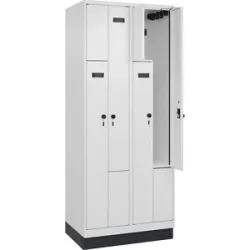 kaiserkraft Z-Spind Evolo PLUS, 2 Abteile, weiß, B 800 mm, 4 Fächer, mit Bodensockel, Sicherheits-Drehriegel