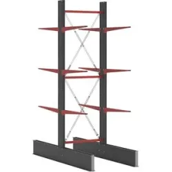 kaiserkraft Kragarmregal Attillo schwer, doppelseitig, HxB 3500 x 1000 mm, Kragarm 1000 mm, Grundregal