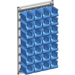 kaiserkraft Wandregal mit Sichtlagerkästen, HxB 1190 x 660 mm, mit 28 Kästen