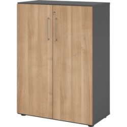 RENATUS - Büroschrank, 2 Fachböden, 3 Ordnerhöhen, graphit / Nussbaum eurokraft pro