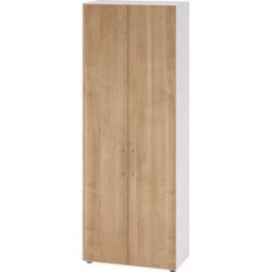RENATUS - Büroschrank, 5 Fachböden, 6 Ordnerhöhen, weiß / Nussbaum eurokraft pro