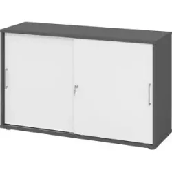 Hammerbacher Schrank V1752S/G/W/BS Grau 120 x 40 x 74,8 cm