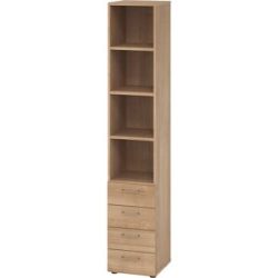 RENATUS - Regalschrank, 3 Fachböden / 4 Schubladen, Nussbaum eurokraft pro