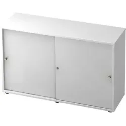 Schiebetürenschrank, 1 Fachboden, Mitteltrennwand, weiß / weiß eurokraft pro