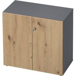 Aktenschrank, Flügeltüren, 1 Fachboden, graphit / Asteiche eurokraft pro