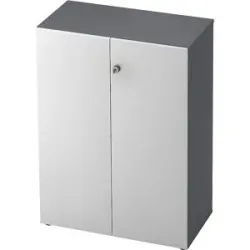 Aktenschrank, Flügeltüren, 2 Fachböden, graphit / weiß eurokraft pro