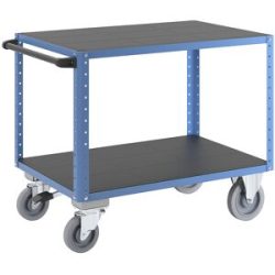 Montagewagen CustomLine, 2 Etagen, mit Zentralstopp, lichtblau eurokraft pro
