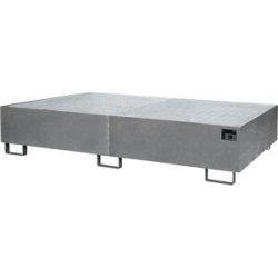 Regal-Bodenwanne, 570 l Auffangvolumen, LxBxH 2650 x 1300 x 300 mm, mit Gitterrost, feuerverzinkt eurokraft pro