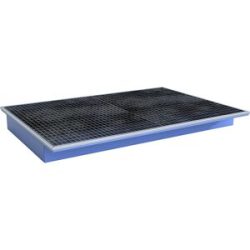 Regal-Einhängewanne, mit PE-Einsatz und Gitterrost, LxBxH 1765 x 1265 x 165 mm, blau lackiert eurokraft pro