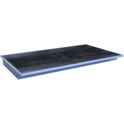 Regal-Einhängewanne, mit PE-Einsatz und Gitterrost, LxBxH 2165 x 1265 x 145 mm, blau lackiert eurokraft pro