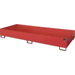 Regal-Bodenwanne, 540 l Auffangvolumen, LxBxH 3250 x 1300 x 265 mm, ohne Gitterrost, feuerrot eurokraft pro
