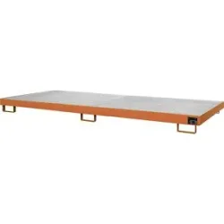 Regal-Bodenwanne, 240 l Auffangvolumen, LxBxH 3250 x 1300 x 195 mm, mit Gitterrost, gelborange eurokraft pro