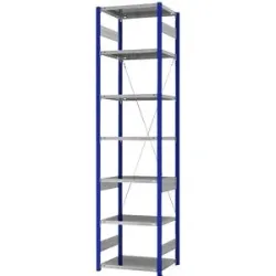 Steckregal, Bauart leicht, einseitig, HxBxT 3000 x 750 x 500 mm, blau/verzinkt, Grundregal eurokraft pro