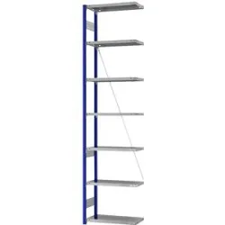 Steckregal, Bauart leicht, einseitig, HxBxT 3000 x 750 x 300 mm, blau/verzinkt, Anbauregal eurokraft pro
