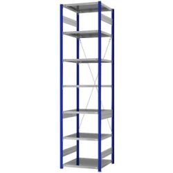 Steckregal, Bauart leicht, einseitig, HxBxT 3000 x 750 x 600 mm, blau/verzinkt, Grundregal eurokraft pro